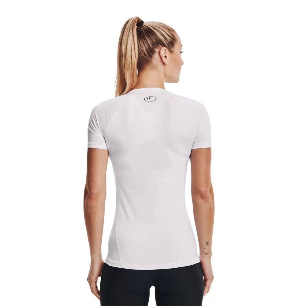 Under Armour HeatGear Compression Short Sleeve Performance Top White Women’s Sm - Picture 9 of 15